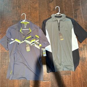 Men's Gray and Black Performance Polo Shirt